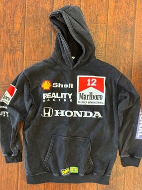 REALITY RACING Washed Black Fleece Hoodie